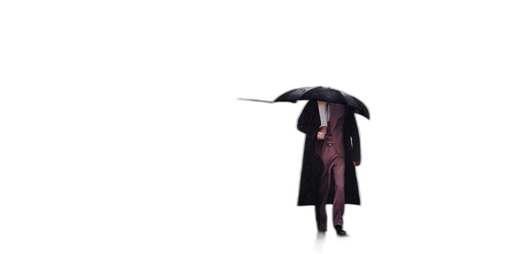 umbrella, staff, jacket, hat, concept art, 3d render, pixel art, cyberpunk transparent PNG cut-out