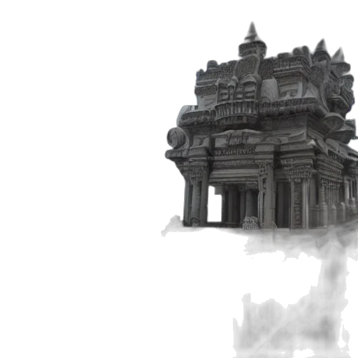 building, crown, mask, concept art, 3d render, photorealistic, fantasy art, fog transparent PNG cut-out