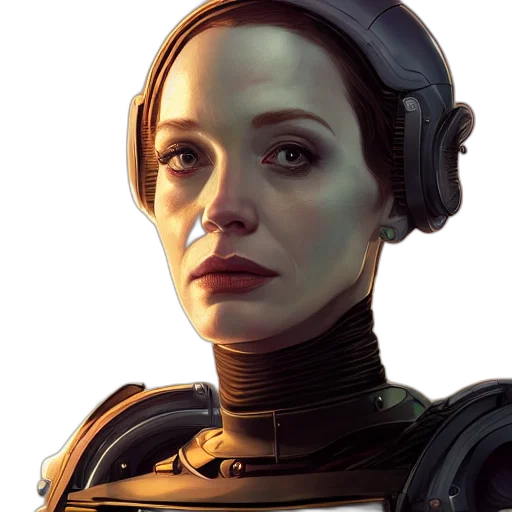 robot, face, staff, concept art transparent PNG cut-out