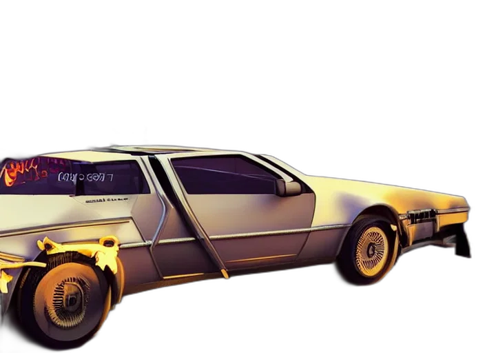 car, concept art, 3d render, photorealistic, cyberpunk, golden, vfx, art transparent PNG cut-out