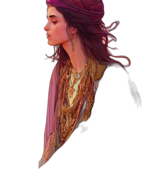 dress, jewelry, dragon, hair, fantasy art, concept art, photorealistic, watercolor transparent PNG cut-out