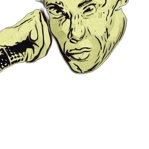 face, mask, staff, comic book art, cartoon, photorealistic, concept art, green transparent PNG cut-out