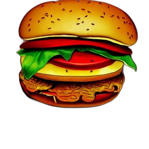 food, animal, weapon, photorealistic, pixel art, 3d render, concept art, hamburger transparent PNG cut-out