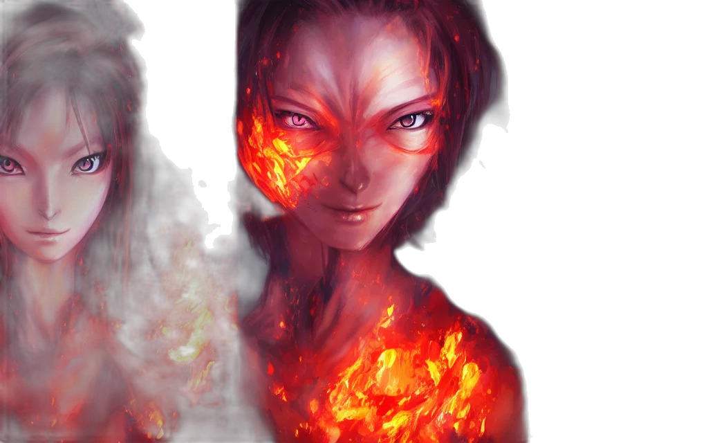 mask, face, fantasy art, concept art, comic book art, anime, fire, red transparent PNG cut-out