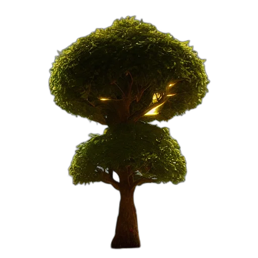 tree, crown, creature, staff, 3d render, concept art, pixel art, fantasy art transparent PNG cut-out