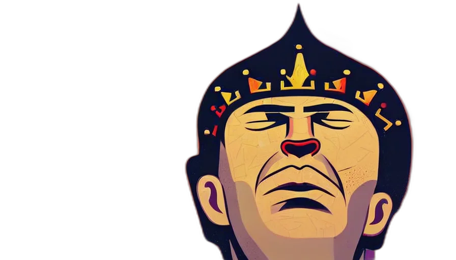 crown, face, concept art, comic book art, top, down, view, medium transparent PNG cut-out