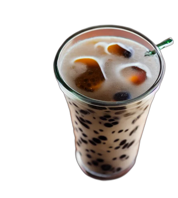 food, 3d render, photorealistic, photo, close, glass, boba, tea transparent PNG cut-out
