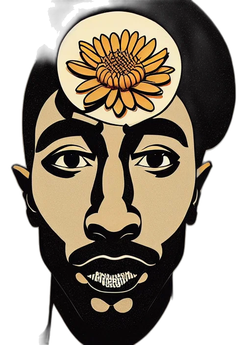flower, face, crown, mask, cartoon, photorealistic, comic book art, concept art transparent PNG cut-out