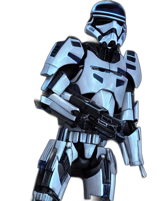 robot, weapon, 3d render, concept art, photorealistic, pixel art, monochrome, blue transparent PNG cut-out