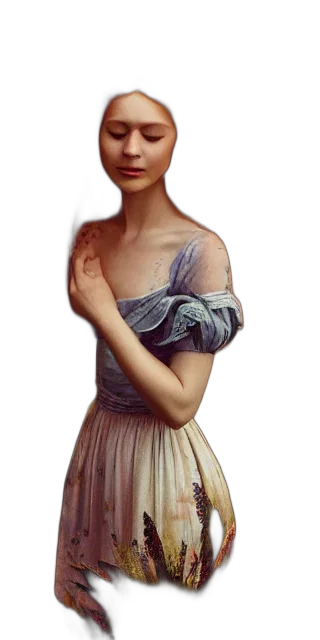 dress, jewelry, crown, face, photorealistic, fantasy art, oil painting, 3d render transparent PNG cut-out
