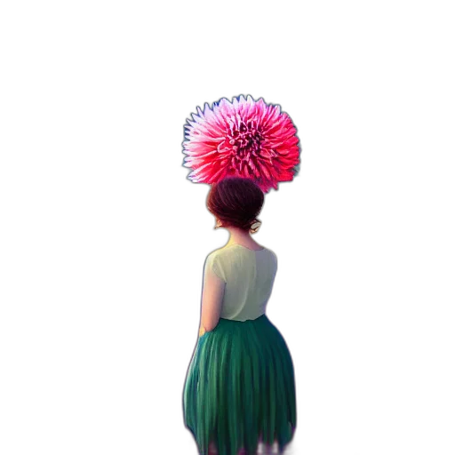 umbrella, hat, dress, flower, 3d render, concept art, photorealistic, vaporwave transparent PNG cut-out