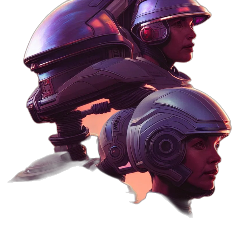 robot, face, hat, weapon transparent PNG cut-out