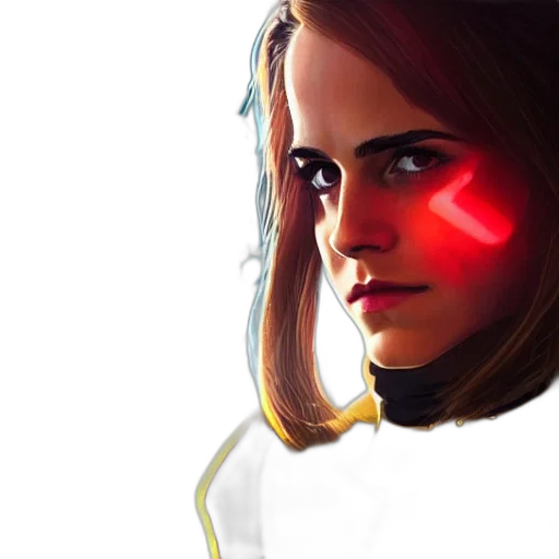 robot, face, concept art, comic book art, photorealistic, anime, neon lights, portrait transparent PNG cut-out
