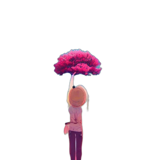 umbrella, flower, tree, hat, concept art, 3d render, pixel art, watercolor transparent PNG cut-out