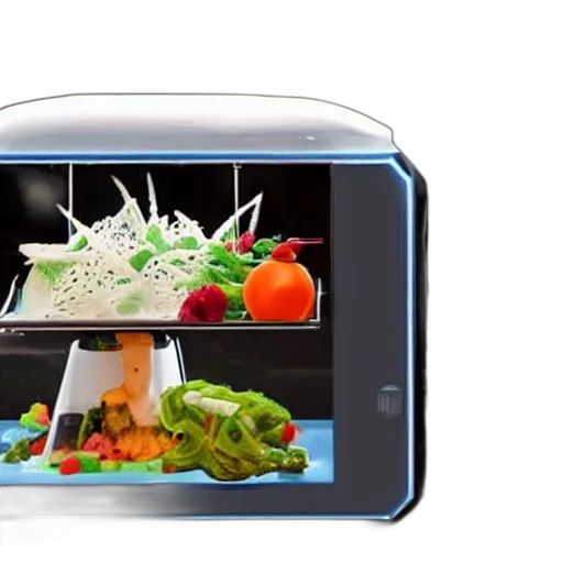 food, 3d render, machine, prints transparent PNG cut-out