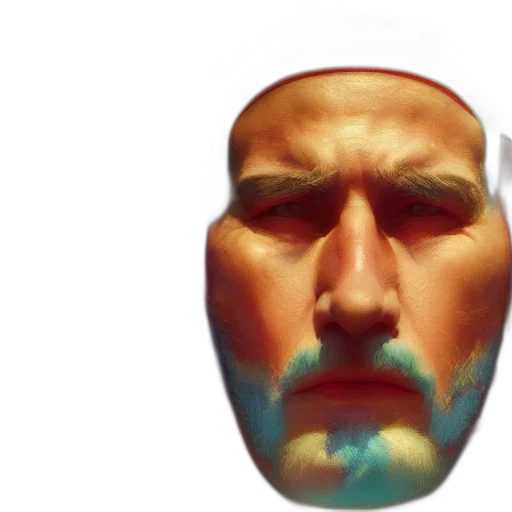 face, mask, hat, 3d render, photorealistic, concept art, vaporwave, portrait transparent PNG cut-out