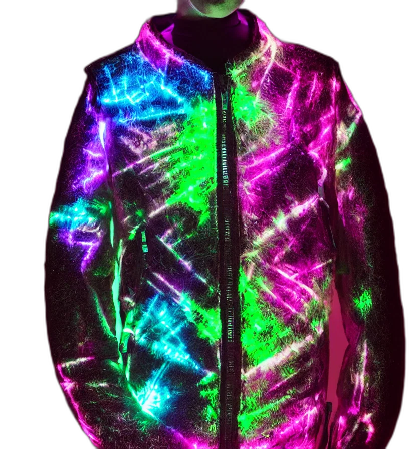 jacket, vaporwave, cyberpunk, 3d render transparent PNG cut-out