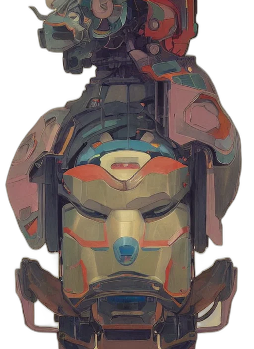 robot, face, mask, weapon, concept art, watercolor, cyberpunk, 3d render transparent PNG cut-out