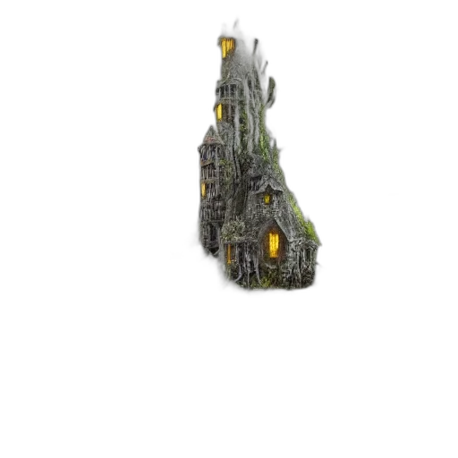 tree, building, furniture, dress, concept art, 3d render, fantasy art, pixel art transparent PNG cut-out