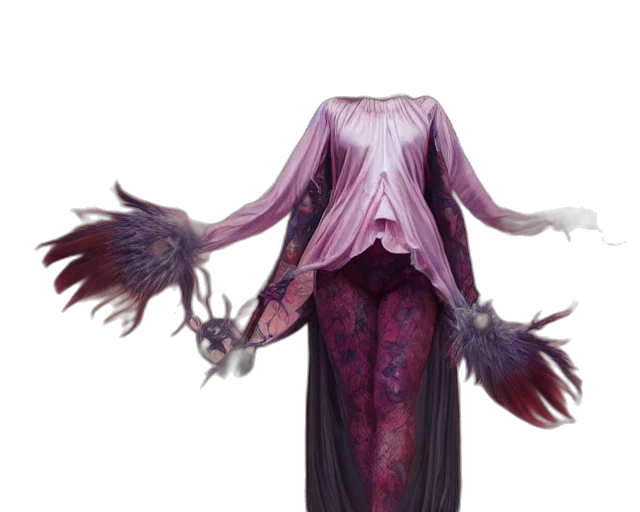 creature, dress, staff, mask transparent PNG cut-out