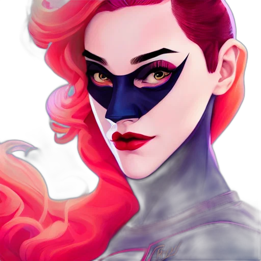 face, mask, comic book art, concept art, fantasy art, cartoon, red, colorful transparent PNG cut-out