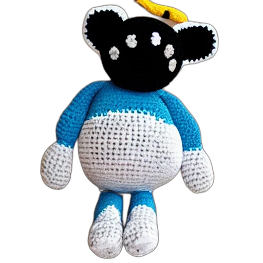 robot, staff, 3d render, cute, crocheted, plush, toy transparent PNG cut-out