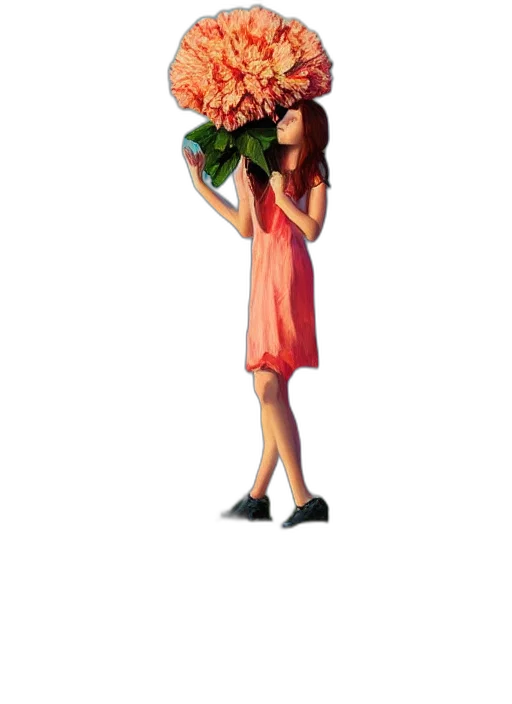 dress, flower, staff, face transparent PNG cut-out