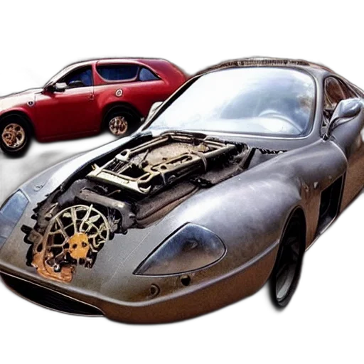 car, weapon, 3d render, photorealistic, concept art, steampunk, ferrari transparent PNG cut-out