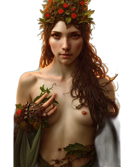 jewelry, crown, dress, fantasy art, concept art, photorealistic, oil painting, forest transparent PNG cut-out