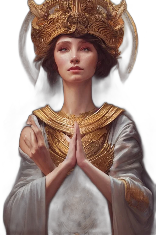 crown, jewelry, face, dress, fantasy art, concept art, photorealistic, oil painting transparent PNG cut-out