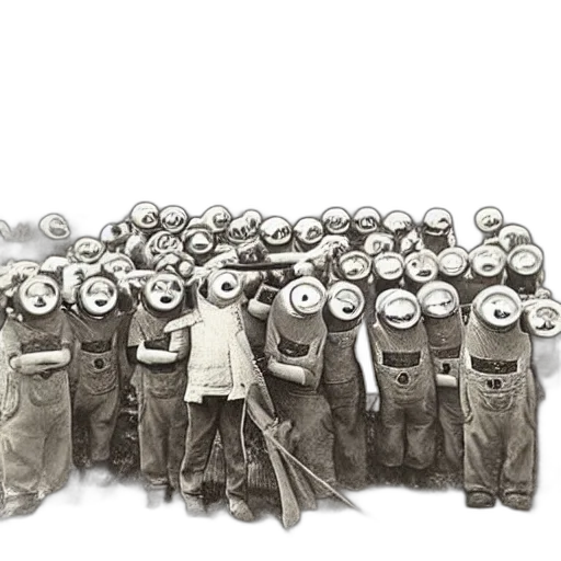 mask, staff, robot, concept art, pencil sketch, minions, old, photo transparent PNG cut-out