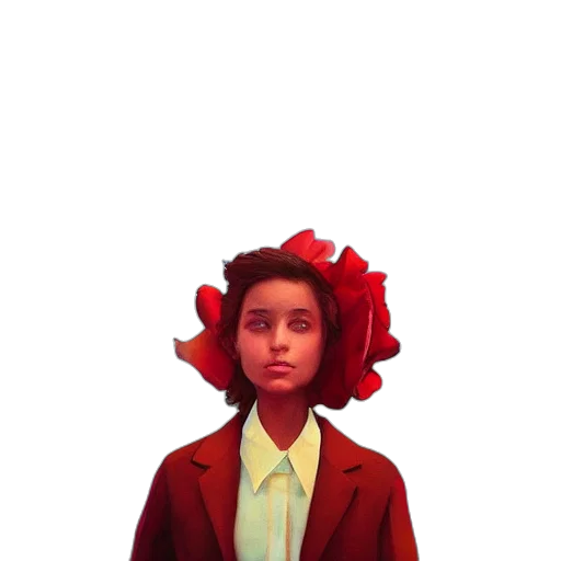 flower, crown, jacket, face, photorealistic, concept art, pixel art, 3d render transparent PNG cut-out