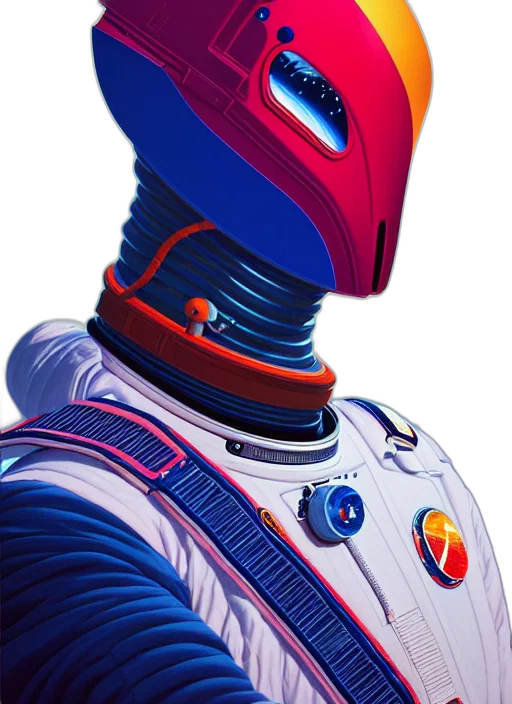 robot, mask, face, jacket, concept art, 3d render, vaporwave, pixel art transparent PNG cut-out