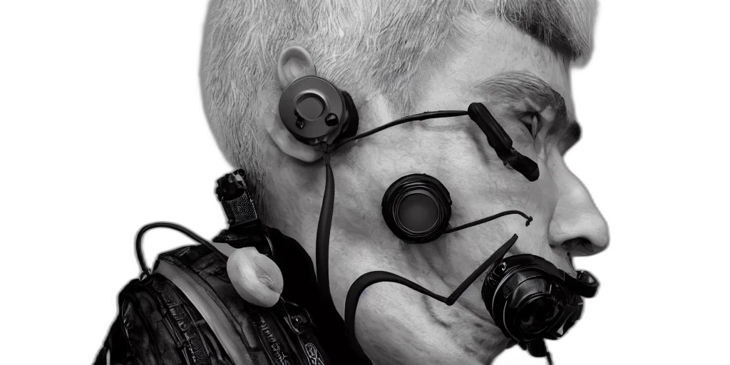 mask, face, cyberpunk, photorealistic transparent PNG cut-out