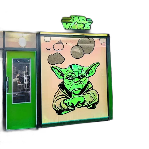 staff, concept art, 3d render, outer space, neon lights, yoda, themed, vape transparent PNG cut-out