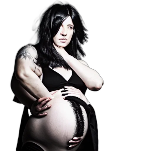 photorealistic, concept art, goth, man, heavily, pregnant, belly, black transparent PNG cut-out