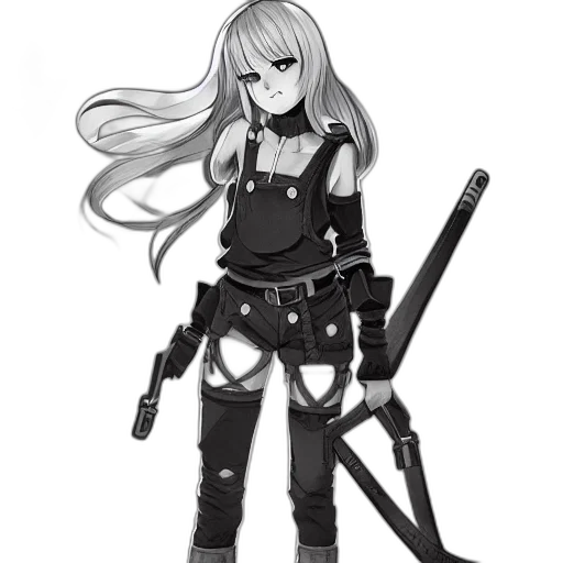 weapon, staff, sword, robot, concept art, anime, cyberpunk, cartoon transparent PNG cut-out