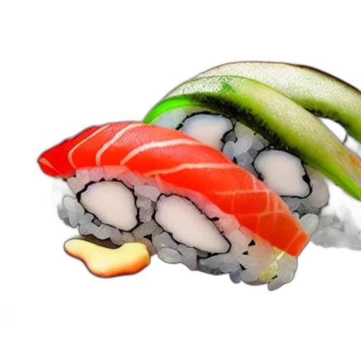 food, weapon, animal, umbrella, photorealistic, 3d render, sushi, shape transparent PNG cut-out