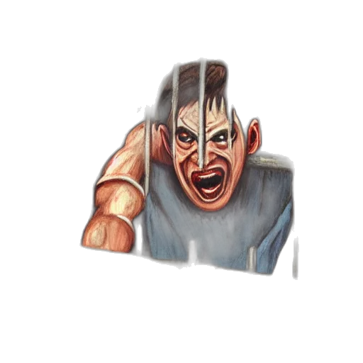 face, creature, mask, concept art, pixel art, comic book art, 3d render, screaming transparent PNG cut-out
