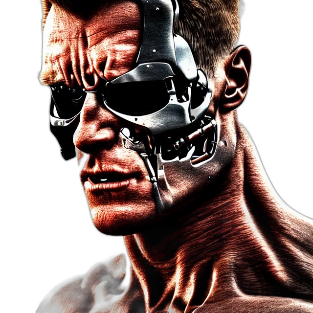 robot, face, mask, cyberpunk, comic book art, concept art, 3d render, terminator transparent PNG cut-out