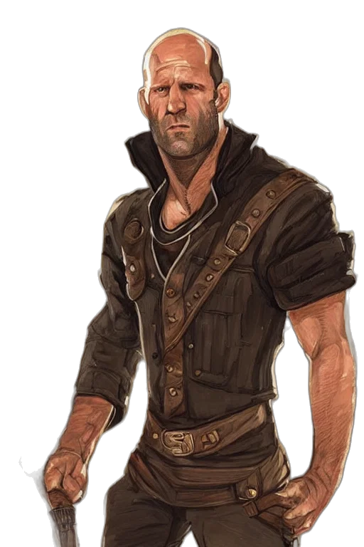 jacket, staff, face, concept art transparent PNG cut-out