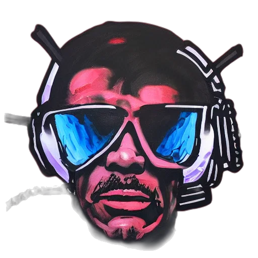 mask, face, cyberpunk, cartoon, vaporwave, comic book art, breakbeat, music transparent PNG cut-out