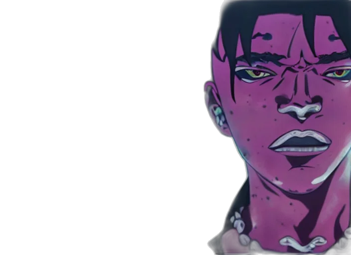 face, mask, creature, anime, cartoon, comic book art, vaporwave, pastel transparent PNG cut-out