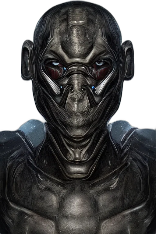 mask, face, robot, creature, concept art, comic book art, fantasy art, 3d render transparent PNG cut-out