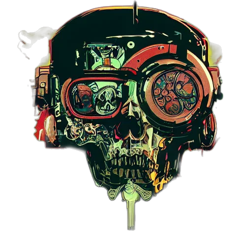 mask, robot, face, cyberpunk, concept art, comic book art, pixel art, skull transparent PNG cut-out