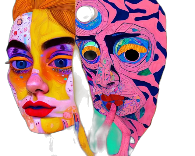mask, face, concept art, watercolor transparent PNG cut-out