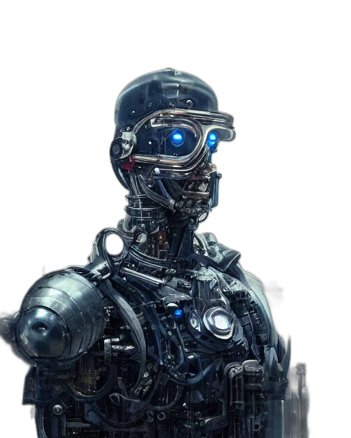 robot, face, cyberpunk, concept art, 3d render, comic book art, half, masked transparent PNG cut-out