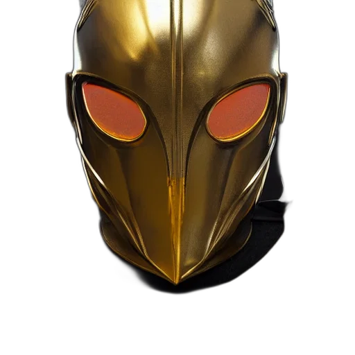 mask, face, robot, concept art, 3d render, golden, portrait, armour transparent PNG cut-out