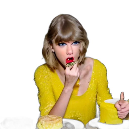food, dress, taylor, swift, eating, yellow, cake, plate transparent PNG cut-out