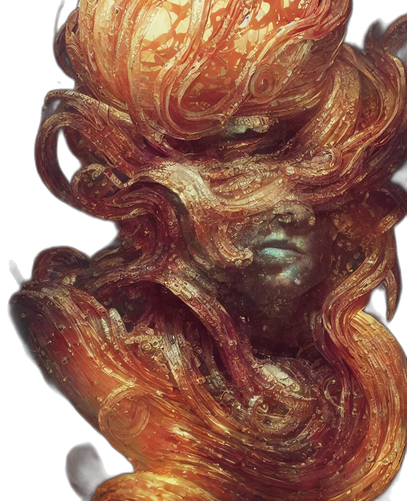 hair, mask, creature, face, 3d render, concept art, photorealistic, fantasy art transparent PNG cut-out